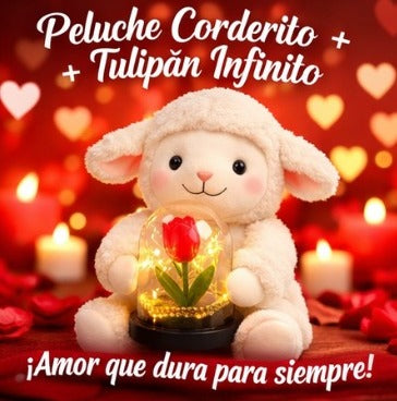 Peluche Corderito + Tulipán infinito
